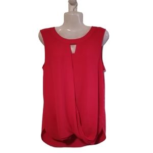 ❤️41 HAWTHORN Bright Red Sleeveless Keyhole Blouse